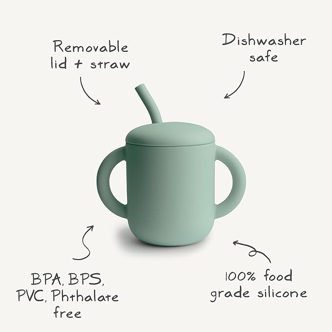 mushie 100% Silicone Training Cup & Straw for Toddlers | 6 Months+ (Whales)