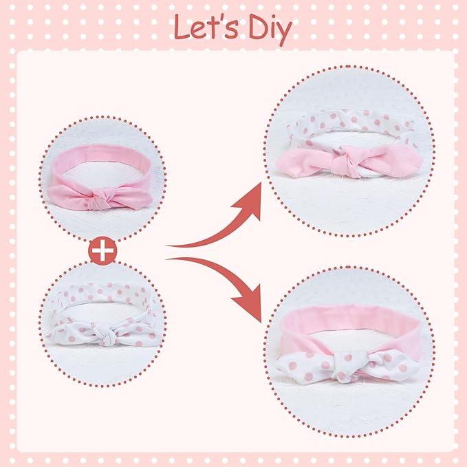 Fmeida 5 Pcs Baby Headband Rabbit Knot Hair Band Cotton