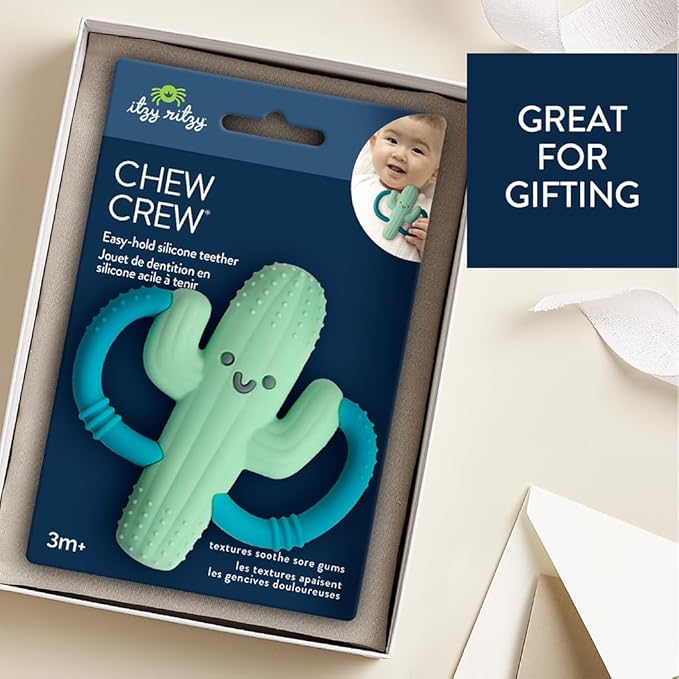 Itzy Ritzy Cactus-Shaped Baby Teether with Handles; Silicone Teether 3 Months