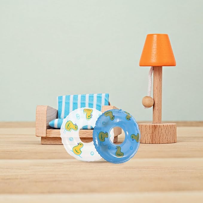 Gadpiparty 5Pcs Mini Swimming Rings Dollhouse Pattern Swim Rings Dolls