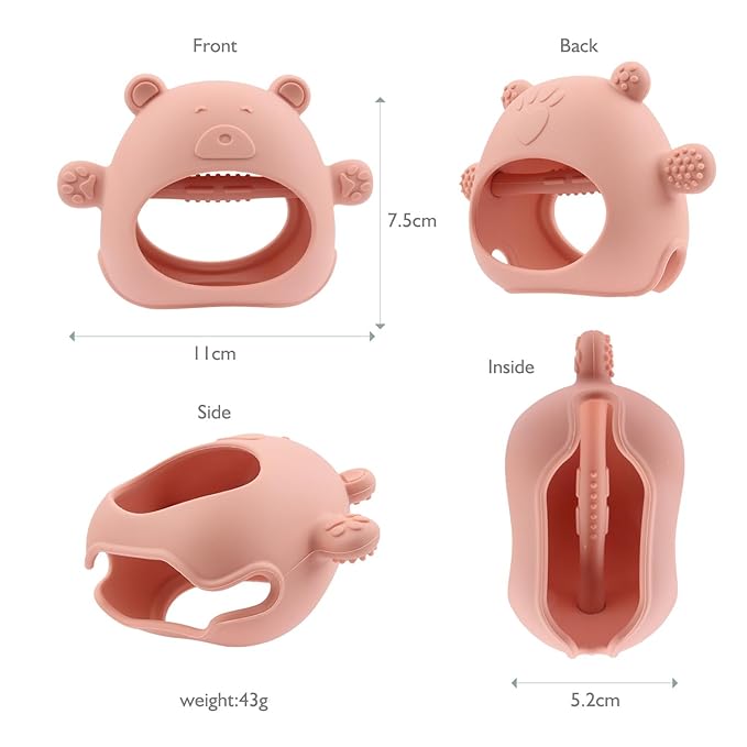 Baby Teether Toy, 2pk Food Grade Silicone Teething Toys for 3-12 Months