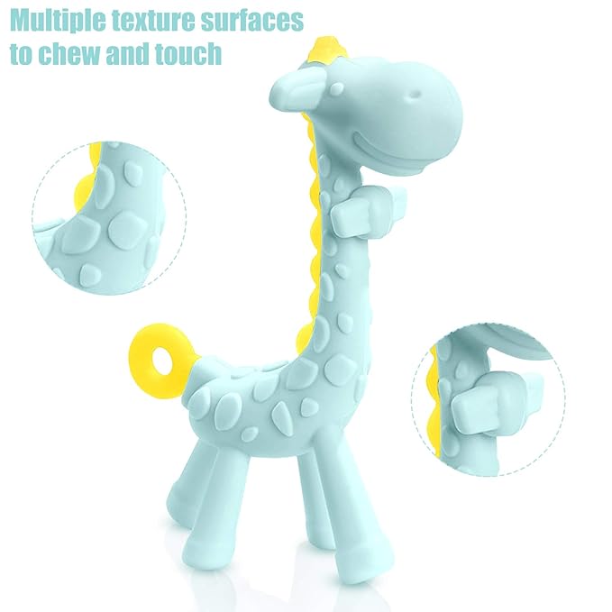 SHARE&CARE BPA Free Silicone Giraffe Baby Teether and Cactus Baby 3 Months