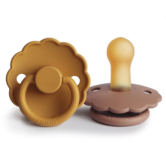 FRIGG Daisy Natural Rubber Baby Pacifier | Made in Denmark 6-18 Months) 2-Pack