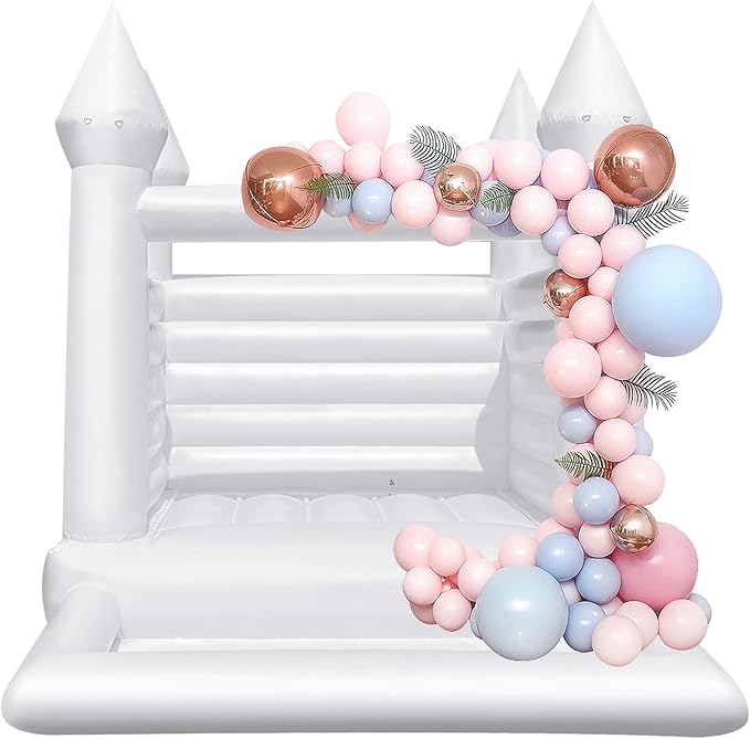 OZIS White Bounce House 12x10x10FT with Ball Pit & Air Blower,All PVC Inflatable Toddler Bounce House
