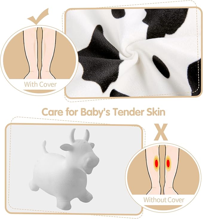INPANY Bouncy Cow Farm Animal Hopper Toys for 2 Year Old Boy Birthday Gifts, Ride on Toddler Plush Inflatable Bouncing Bull 3 4