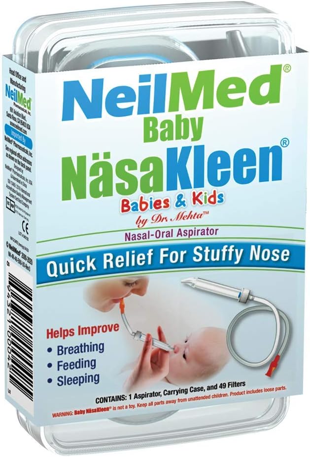NeilMed Baby NasaKleen Nasal-Oral Aspirator with 49 Hygiene Filters and