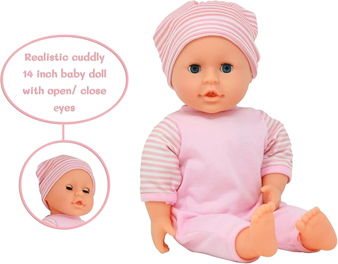 Interactive Talking Baby Doll Doctor Set Toy Pack for Kids – 14” Doll with Lights, Sound Effects 3+
