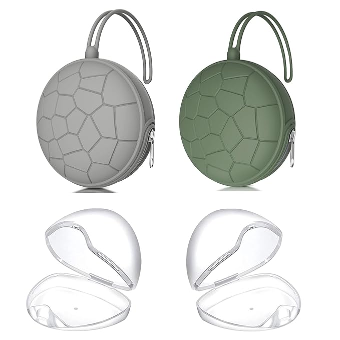 Smlpuame 4 Pack Pacifier Holder Case Set,2 Silicone Portable Pacifier Cover Pouch Bag for Diaper Bags Baby Carriage with 2 Transparent Pacifier Storage Container Box