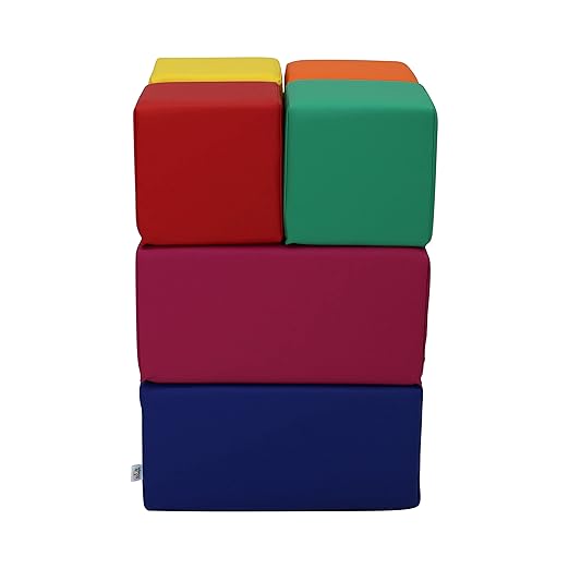 FDP SoftScape Stack-and-Play Building Block Set, Soft Foam Indoor Playset for Toddlers and Kids; Playtime Early Learning at Home (7-Piece) - 14116-110