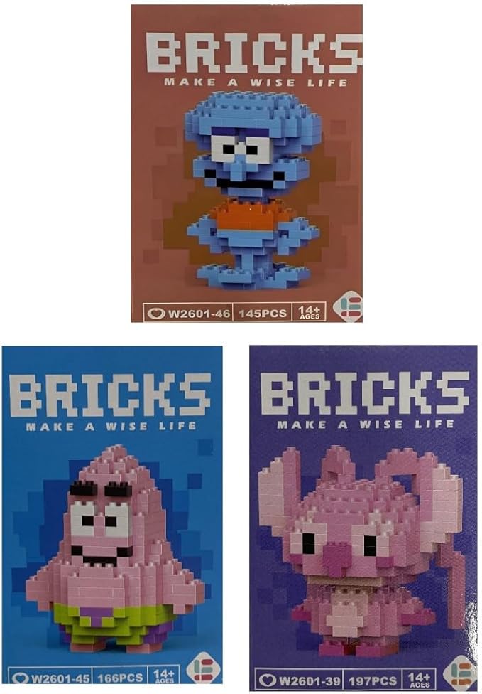 Micro Mini Building Blocks Anime Character Set (500+ Pieces), Ages +14 (3 Pack) 15)