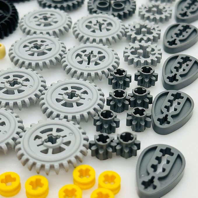Technical Parts Wheels Gears Building Blocks Accessories Pieces kit Construction Toys Set for Kids 6yrs+ Compatible with Major Brands