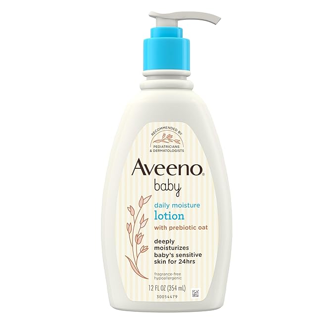 Aveeno Baby Daily Moisture Body Lotion for Delicate Skin, Natural Colloidal Oatmeal & Dimethicone 12 fl.