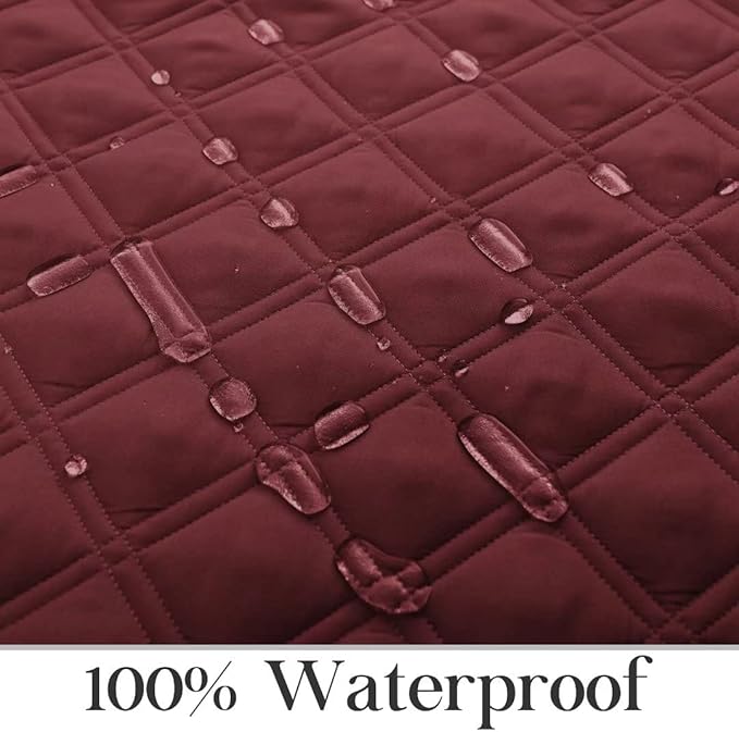 TOMORO Non-Slip Quilted Recliner Cover, 100% Waterproof Recliner Chair Slipcover Furniture Protector with Pockets, Washable Couch Cover with Elastic Straps for Kids and Pets,23 Inch