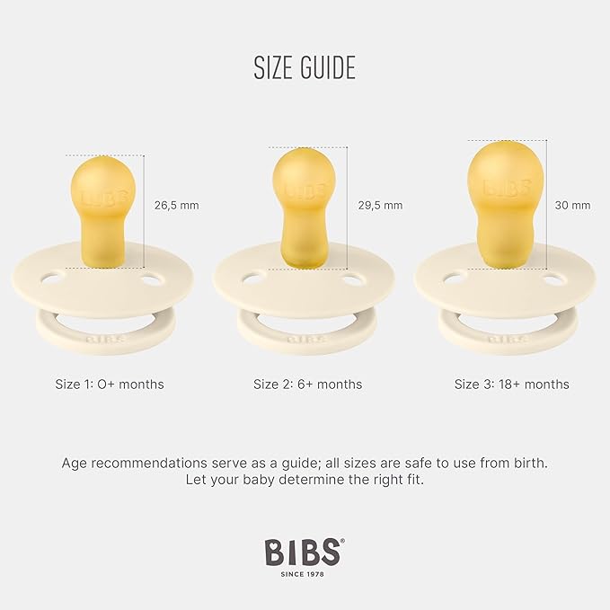 BIBS Pacifiers - Colour 4 Pack | Round Nipple Baby Pacifier 6-18 Months