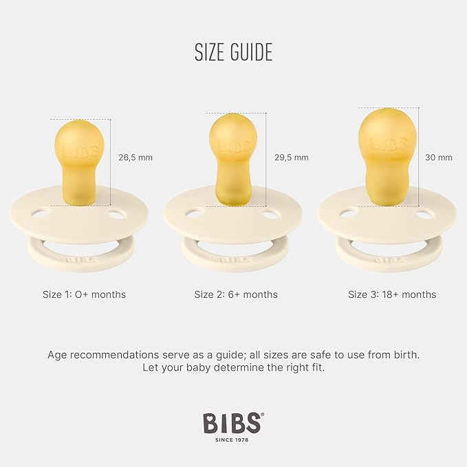 BIBS Pacifiers - Colour 4 Pack | Round Nipple Baby Pacifier 6-18 Months