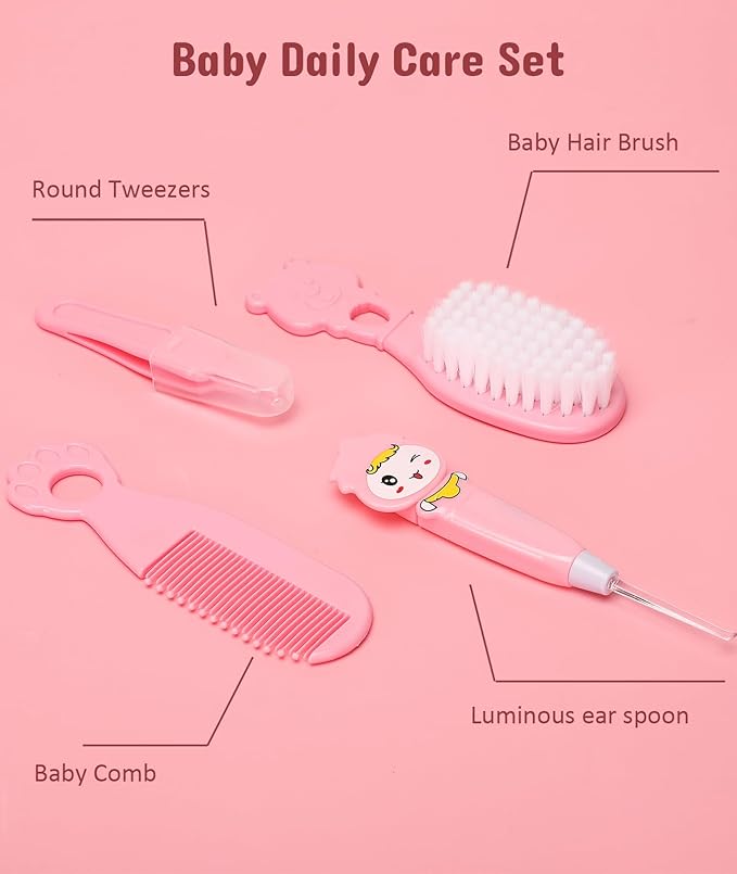 Baby Healthcare and Grooming Kit, Electric Safety Nail Trimmer Baby Nursery Kit, Newborn Care Kits with Hair Brush Comb for Newborn Infant Toddlers Baby Boys Girls Kids, Baby Shower Gifts