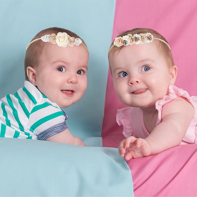 Tinabless Baby Girl Floral Headbands (3PCS), Hairbands for Baby Girls Newborn Infant Toddlers