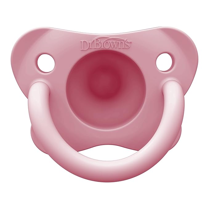 Dr. Brown's HappyPaci 100% Silicone Baby Pacifier, Contoured One-Piece Design 0-6m, BPA-Free, 4 Pack