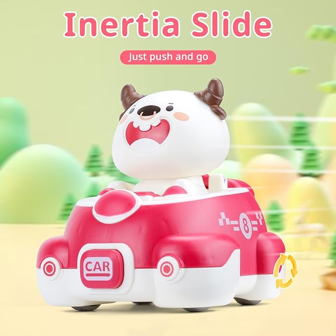 Impact Bounce Wobbly Head Animal Car Toys Friction Push and