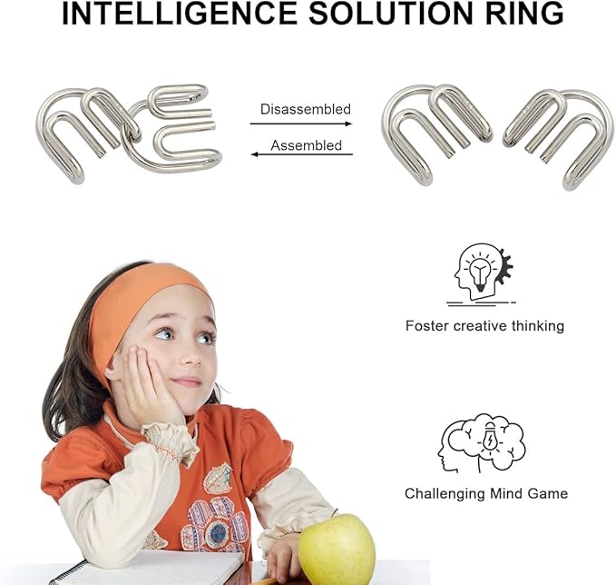 IQ Toys-AB A+B Test Mind Game Brain Teaser Wire Magic 16), Metallic