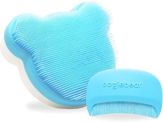 oogiebear Cradle Cap Brush Kit for Babies – Gentle and Safe Scalp Massage Care with Sponge, Brush, and Comb for Newborns and Babies