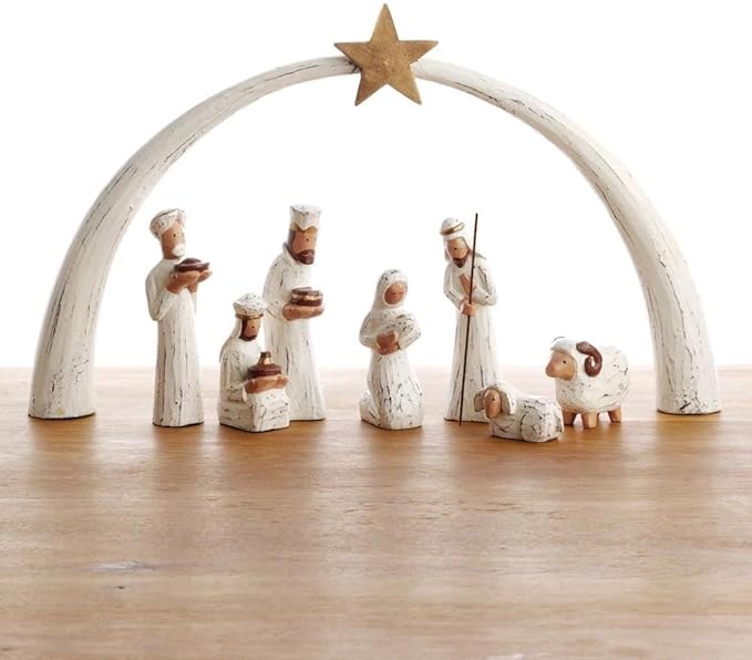 White Arch Tabletop Nativity Set