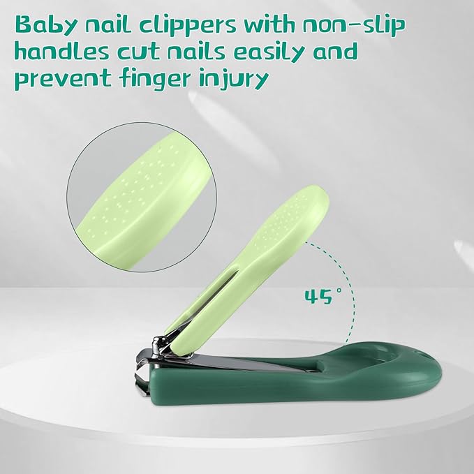Baby Nail Kit, Baby Manicure Kit and Pedicure Kit with Cute Bear Shape Case, 4-in-1 Kit with Baby Nail Clipper, Scissor, Nail File & Tweezer for Newborn, Infant, Toddler, Mothers Day Gifts(Green)
