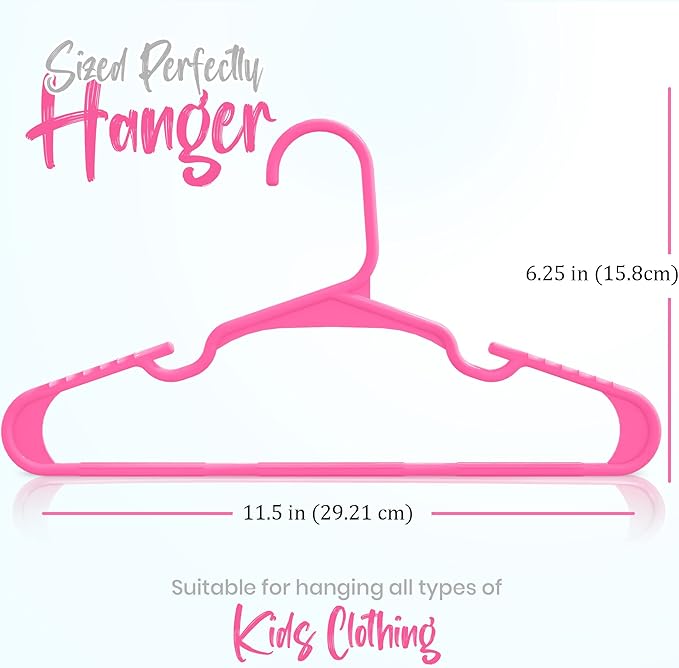 Utopia Home 20 Pack Kids Hangers - 11.5 Inch Plastic Baby Hangers for Closet - Childrens Hangers for Clothes & Infant Hangers for Closet - Ideal for Everyday Standard Use (Pink)