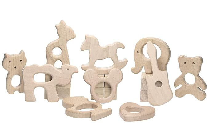 Baby Teething Toys Penta Angel 10Pcs Natural Wooden Teething Animal (10)