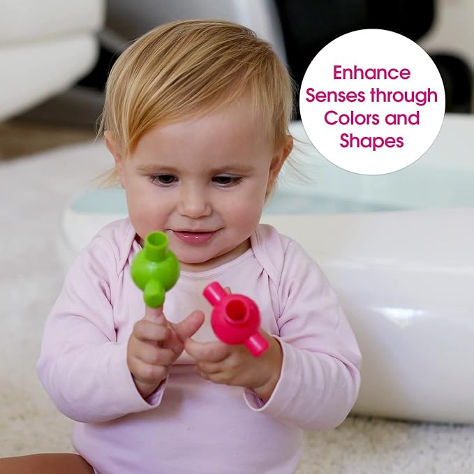 Edushape Sensory Kiddy Connects Baby Toy, 72 PC - Colorful & Textured Color Sensory Connects 12 Months