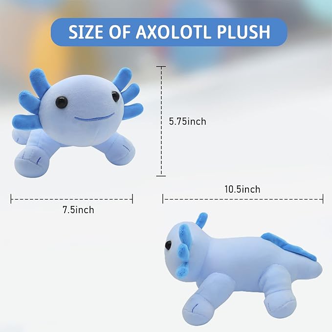 10.5'' Axolotl Plush Toy - Kawaii Stuffed Animal Pillow Doll,