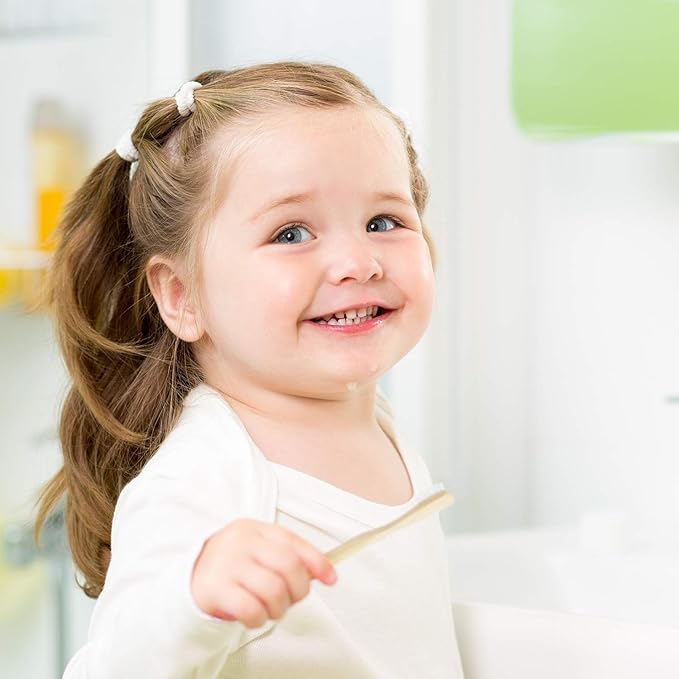 Rain Organic Bamboo Baby Toothbrush - 100% Safe Infant Toddler Kids Toothbrush 6 to 12 Months and Up, Natural BPA-Free Biodegradable Wood Toothbrush Extra Soft Bristles Children's Dental Care (1 Pack)