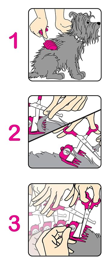 SCAREDY CUT Silent Pet Grooming Kit for Dog, Cat and All Pet Grooming - A Quiet Alternative to Electric Clippers for Sensitive Pets (Right-Handed Pink)