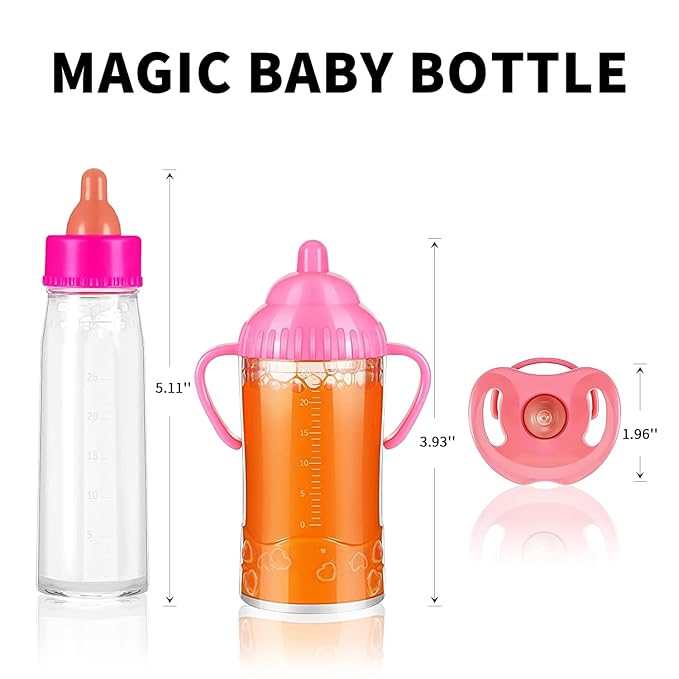 Magic Juice and Milk Nursing Bottle with Pacifier for Baby 3 Piece 4+ (Pink)