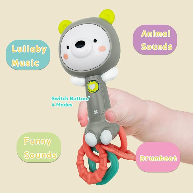 Musical Rabbit Light-Up Toy and Teething Ring for Toddlers Sensory 6 12 18 Month
