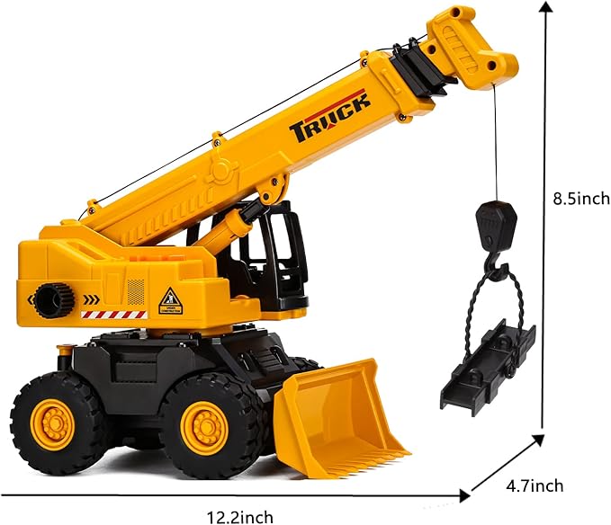 haomsj 2-in-1 Toy Crane Bulldozers Construction Set Trucks for Boys 3-5, Excavator 3 4 5 6