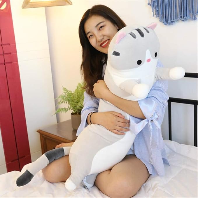 shangman Lovely Plush Cat Doll Cute Cartoon Soft Stuffed Kitten (Grey,130cm/51.1in)