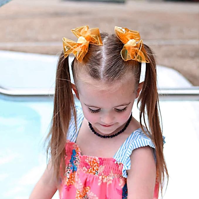 Waterproof Jelly Hair Bows, Multi-colored PVC Summer Swim Pool Bow Clips Transparent Hair Accessories for Girls Toddler Infants Kids Teens Children (Swim Pool Bows 4inch)