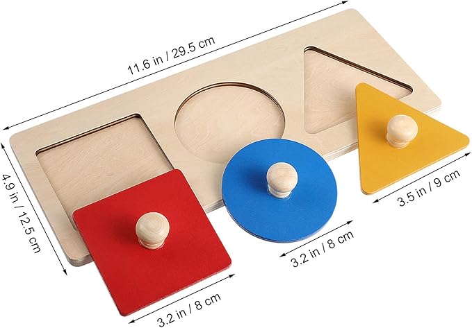 1 Set Geometric Panel Wood Knob Puzzle Wooden Geometry Puzzle