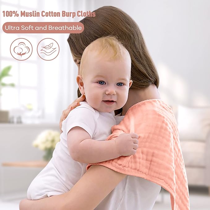 Yoofoss Muslin Burp Cloths for Baby 10 Pack 100% Cotton 20''X10'' Super