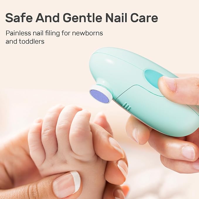 NCVI Baby Nail Trimmer Electric, Baby Nail File, Safe Baby Nail Clippers, Trim and Polish Set for Newborn Baby Infant Toddler Kids, Fingernails Care, Grooming & Manicure kit, 8 Grinding Heads, Blue