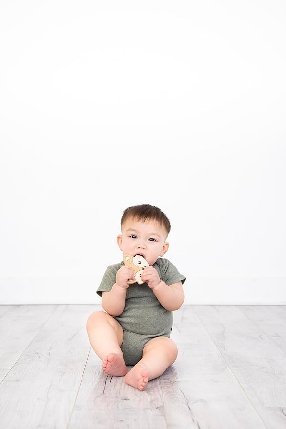 Pearhead Fox Silicone Baby Teether, Teething Toy for Babies 0+ Months