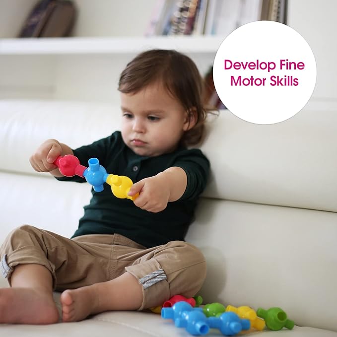 Edushape Sensory Kiddy Connects Baby Toy, 72 PC - Colorful & Textured Color Sensory Connects 12 Months