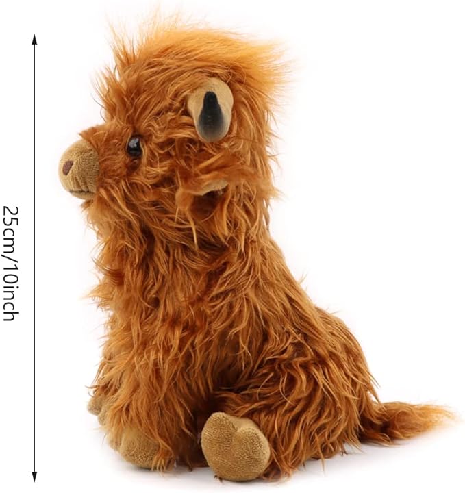 Highland Cow Stuffed Animals Plush Toy Fluffy Bull Animal Doll 10 inch