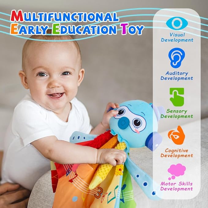 Octopus Shape Tactile Sensory Toy, Texture Toys for Babies with 6 Different Lights and Music 0 3 6 9 12 Months
