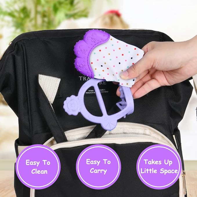 Vicloon Silicone Teething Mitt, 2Pcs Baby Teething Mitten 0-6month Infants