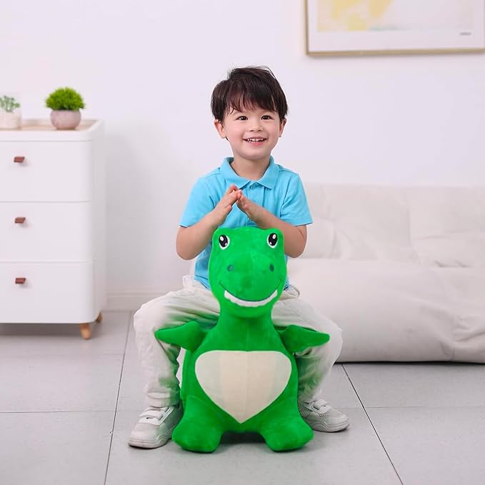INPANY Kids Bouncy Dinosaur Hopper Toys for 2 Year Old Boy Birthday Gifts, Toddler Plush Inflatable Animal Hopping Horse 3 4