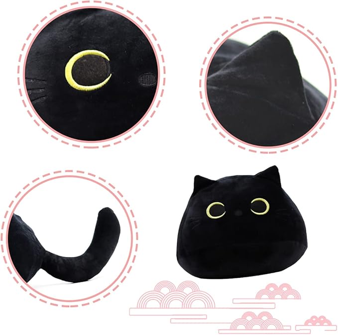 iBccly Black Cat Plush Toy: Soft, Stuffed Animal Pillow