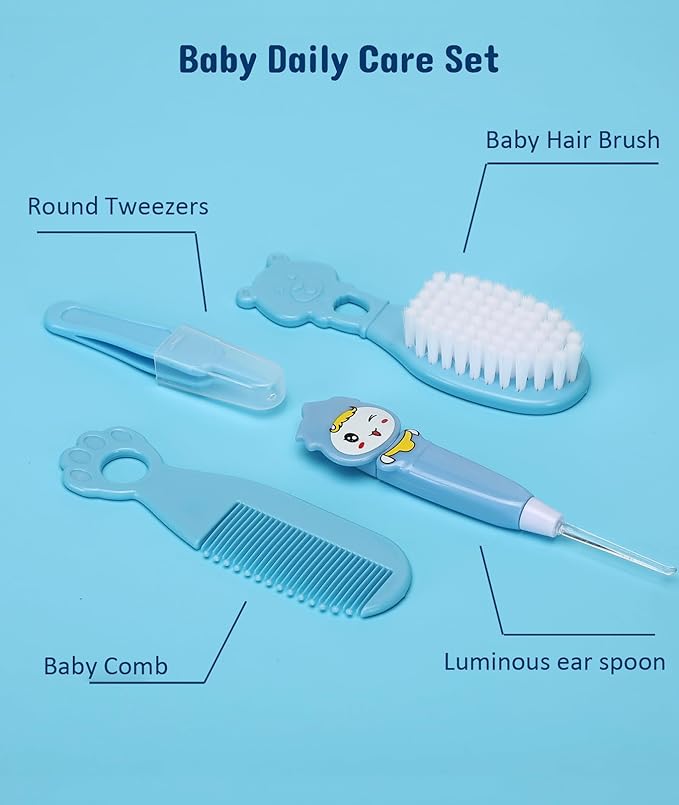 Baby Healthcare and Grooming Kit, Electric Safety Nail Trimmer Baby Nursery Kit, Newborn Care Kits with Hair Brush Comb for Newborn Infant Toddlers Baby Boys Girls Kids, Baby Shower Gifts