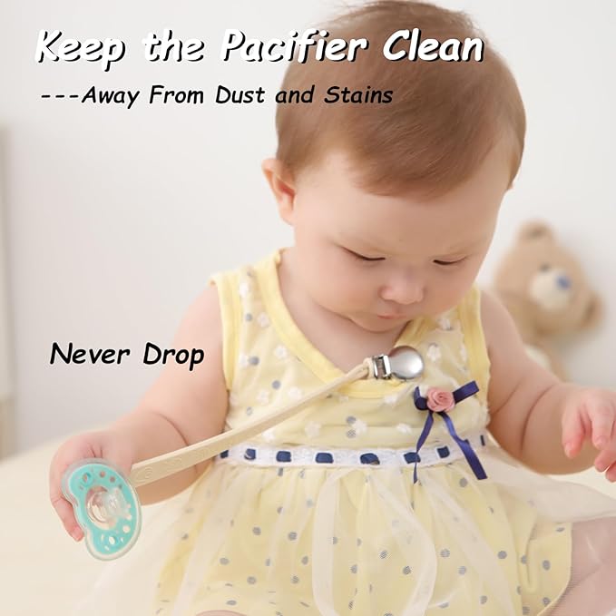 Silicone Pacifier Clip, Seposeve Pack of 3 Baby Pacifier Teether Clip with 4 Texture
